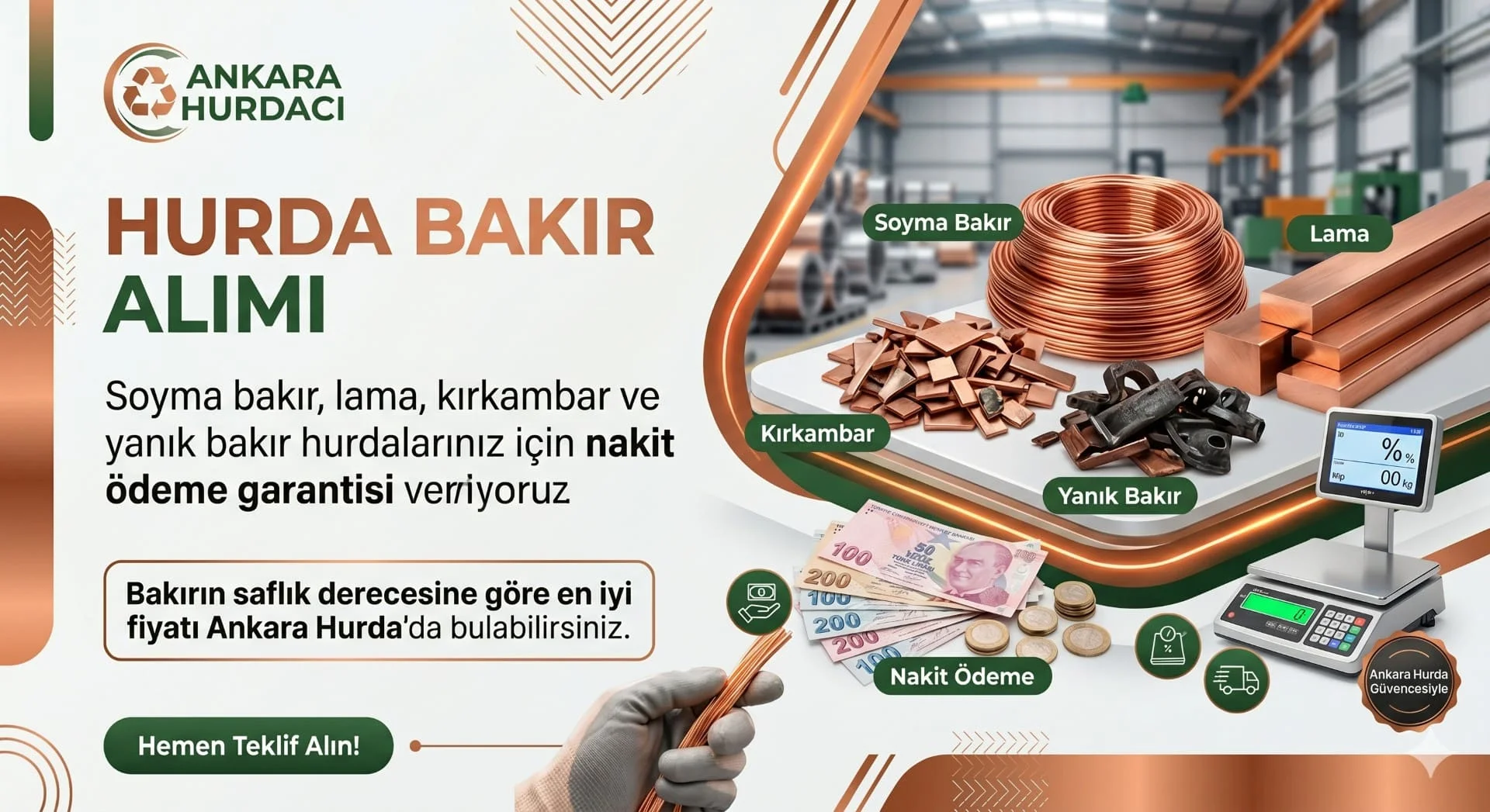 Hurda Bakır Alımı | Güncel Fiyatla Nakit Bakır Alan Hurdacı