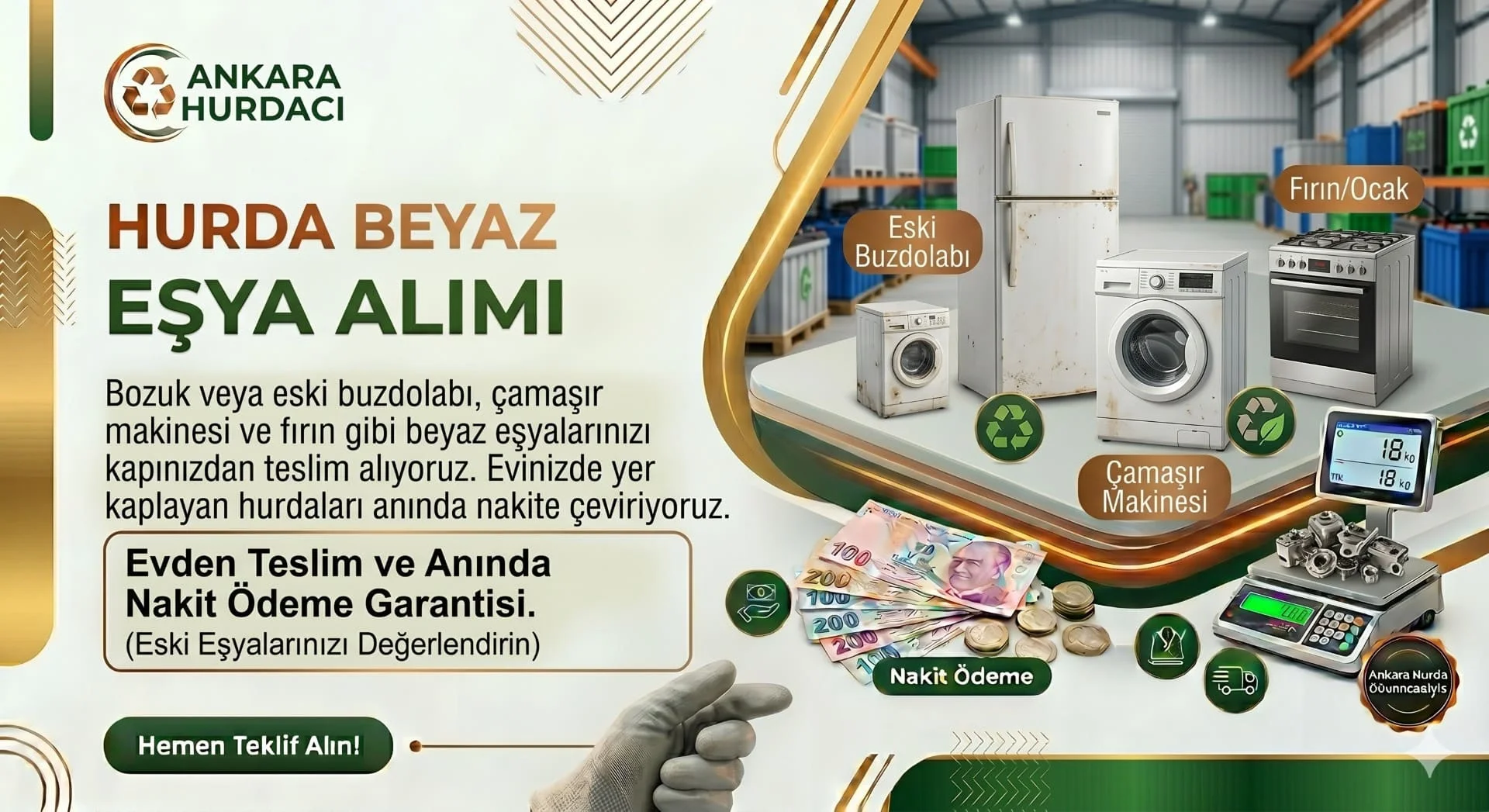 Hurda Beyaz Eşya Alımı | Kapıdan Eski Buzdolabı ve Çamaşır Makinesi Alan Hurdacı
